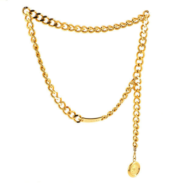 Chanel Vintage Medallion Chain Belt Metal Gold 13707976