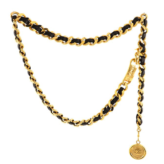Chanel Vintage Medallion Chain Belt Metal and Leather