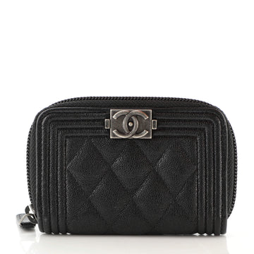 Chanel Boy Zip Coin Purse Quilted Caviar Small