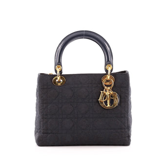 Christian Dior Lady Dior Handbag Cannage Quilt Nylon Medium
