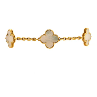 Van Cleef & Arpels Vintage Alhambra 5 Motifs Bracelet 18K Yellow Gold and Mother of Pearl