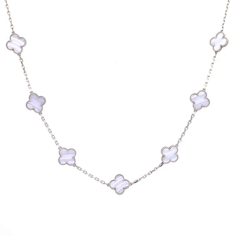 Vintage Alhambra 20 Motifs Necklace 18K White Gold and Chalcedony
