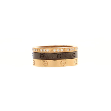 Cartier Love 3 Diamonds Band Ring 18K Rose Gold, Diamonds and Ceramic