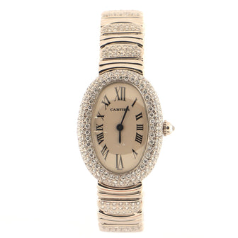 Cartier Baignoire Quartz Watch White Gold and Diamond Bezel and Strap 22