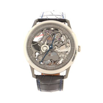 Hermes Slim d'Hermes Squelette Lune Automatic Watch Platinum with Titanium and Alligator 40