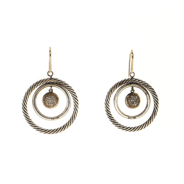 David Yurman Mobile Circle Earrings Sterling Silver with Diamonds Large