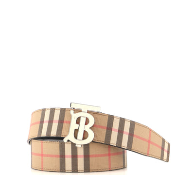 Burberry TB Reversible Belt Vintage Check Coated Canvas and Leather Wide