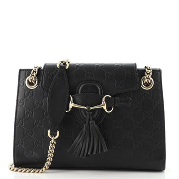 Gucci Emily Chain Flap Shoulder Bag Guccissima Leather Small