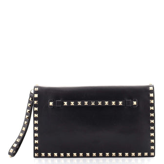 Valentino Rockstud Flap Clutch Leather