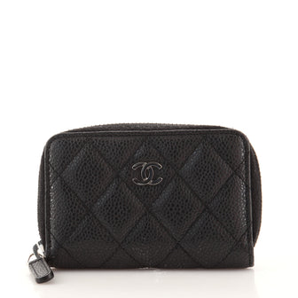 Chanel CC Zip Coin Purse Quilted Caviar Small Black