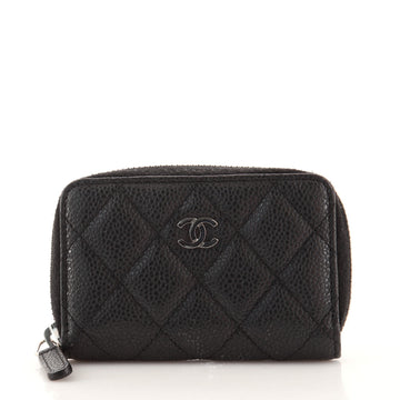 Chanel CC Zip Coin Purse Quilted Caviar Small