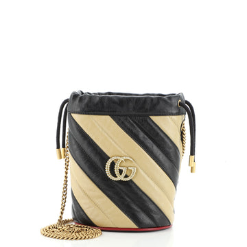 Gucci GG Marmont Bucket Bag Diagonal Quilted Leather Mini