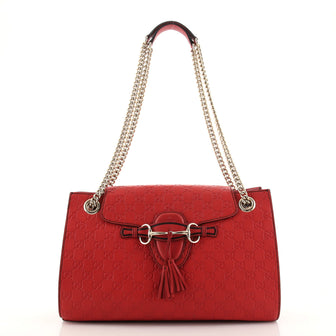 Gucci Emily Chain Flap Shoulder Bag Guccissima Leather Large