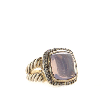 David Yurman Albion Ring Sterling Silver with Lavender Moon Quartz and Diamonds 14mm