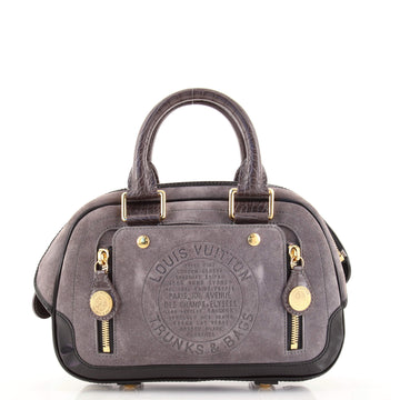 Louis Vuitton Havane Stamped Trunk Bowler Bag Suede PM