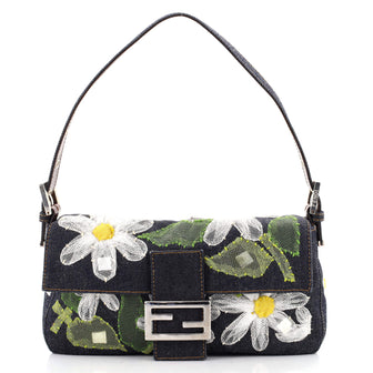 Fendi Baguette Bag Embellished Denim