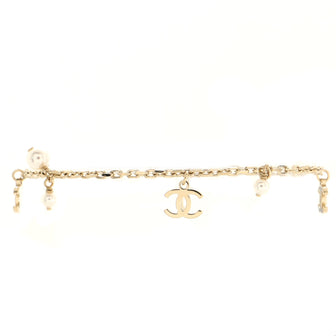 CC Chain Anklet Bracelet Metal with Faux Pearls