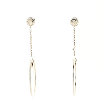 Hermes Ex-Libris Drop Hoop Earrings Sterling Silver with 18K Rose Gold