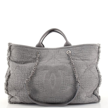 Chanel Double Face Deauville Tote Fringe Quilted Canvas Large