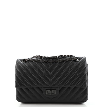 Chanel So Black Reissue 2.55 Flap Bag Chevron Aged Calfskin 225