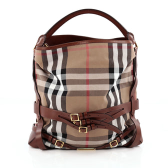 Burberry Bridle Gosford Hobo House Check Canvas Medium