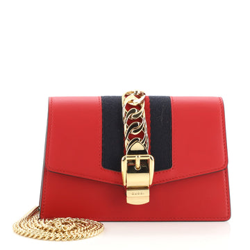 Gucci Sylvie Chain Shoulder Bag Leather Super Mini