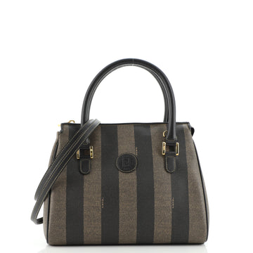 Fendi Vintage Pequin Convertible Zip Tote Coated Canvas Medium
