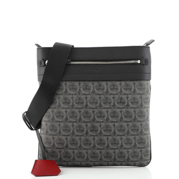 Salvatore Ferragamo Gancini Zip Messenger Bag Printed Coated Canvas Medium