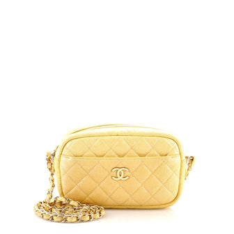 Chanel Camera Case Bag Quilted Iridescent Caviar Mini