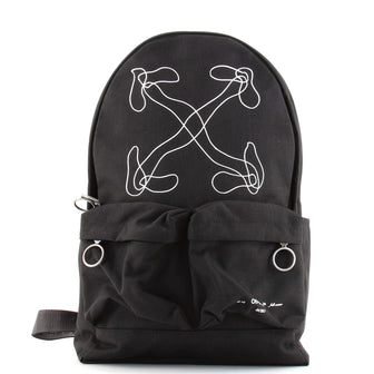 Off White Double Front Pocket Backpack Printed Canvas