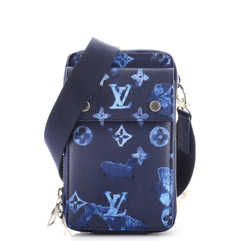 Louis Vuitton Phone Pouch Limited Edition Monogram Ink Watercolor Leather  Blue 13766467