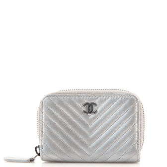 Chanel CC Zip Coin Purse Chevron Lambskin Small
