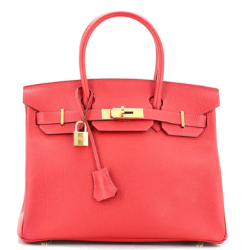 Hermes Birkin Handbag Red Epsom with Gold Hardware 30