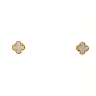 Van Cleef & Arpels Sweet Alhambra Stud Earrings 18K Yellow Gold and Mother of Pearl