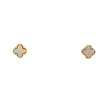 Van Cleef & Arpels Sweet Alhambra Stud Earrings 18K Yellow Gold and Mother of Pearl