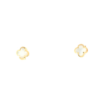 Van Cleef & Arpels Pure Alhambra Clip On Earrings 18K Yellow Gold with Mother of Pearl