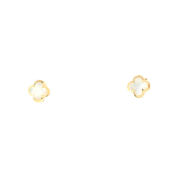 Van Cleef & Arpels Pure Alhambra Clip On Earrings 18K Yellow Gold with Mother of Pearl