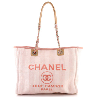 Chanel Deauville Tote Striped Raffia Small