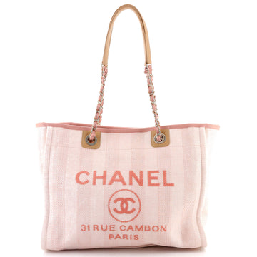 Chanel Deauville Tote Striped Raffia Small