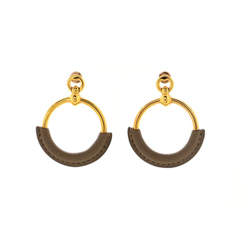 Hermes Loop Earrings Metal and Leather