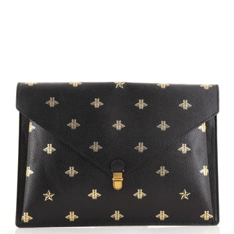 Gucci Bee Envelope Portfolio Printed Leather