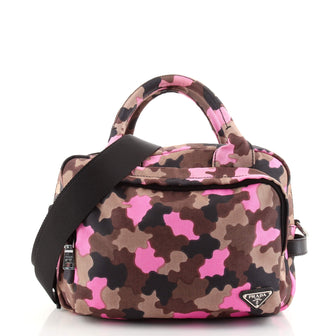 Prada Convertible Zip Around Satchel Printed Canvas Small