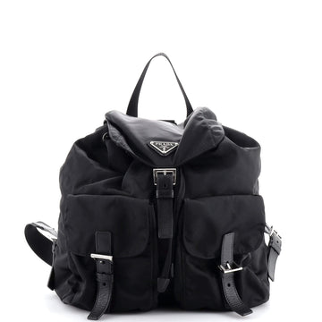 Prada Vela Double Front Pocket Backpack Tessuto with Saffiano Leather Medium