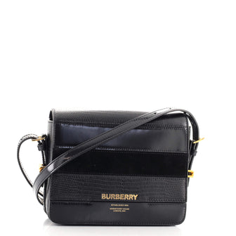 Burberry Grace Flap Bag Leather with Suede and Lizard Embossed Leather Small