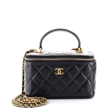 Chanel Classic Top Handle Vanity Case with Chain Quilted Lambskin Small