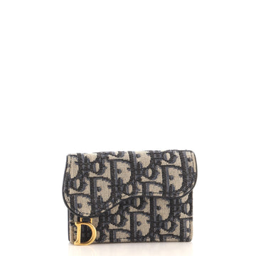 Christian Dior Saddle Card Case Oblique Canvas