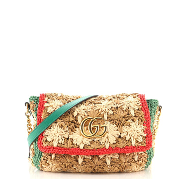Gucci GG Marmont Flap Bag Raffia Small
