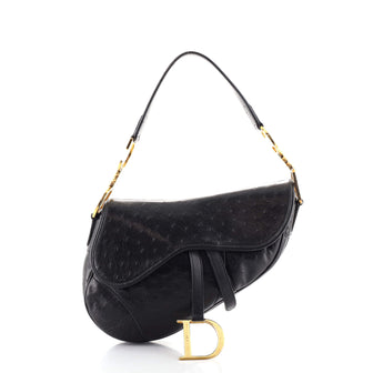 Christian Dior Vintage Saddle Bag Ostrich Medium