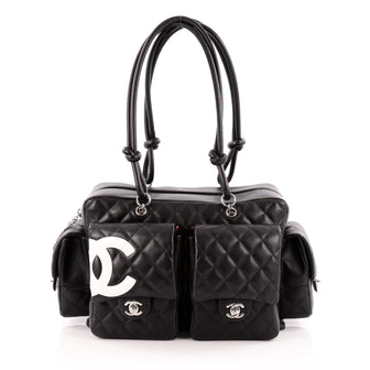 Chanel Cambon Multipocket Reporter Handbag Quilted Lambskin Large