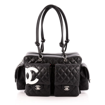 Chanel Cambon Multipocket Reporter Handbag Quilted Lambskin Large